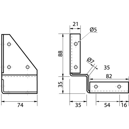 1 x Herraje para mesa PIE rectangular Acero cincado blanco
