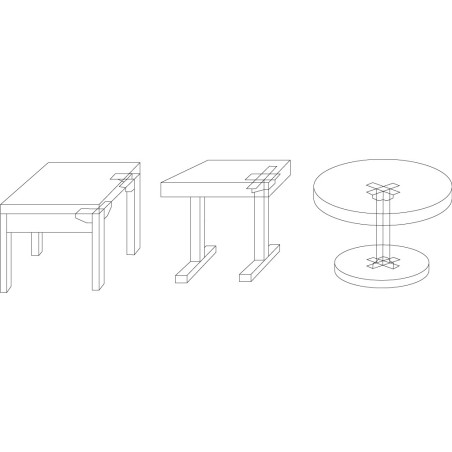 1 x Herraje para mesa PIE rectangular Acero cincado blanco