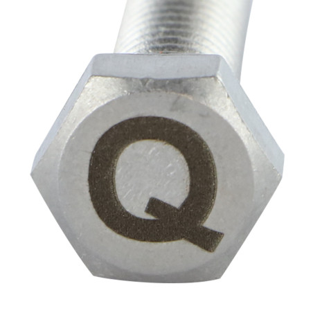 1 x Tornillo metales cabeza hexagonal 8X35 Inoxidable A4 con grabado de letras "Q"