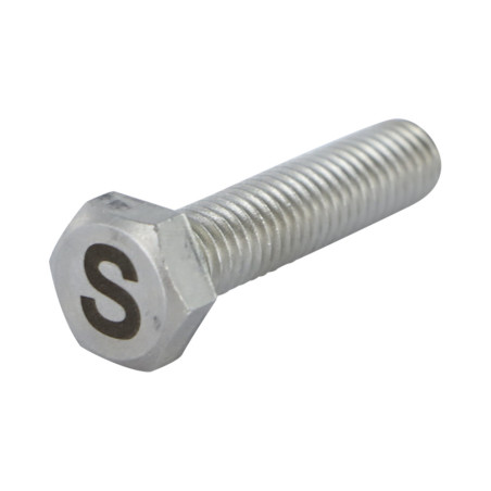 1 x Tornillo metales cabeza hexagonal 8X35 Inoxidable A4 con grabado de letras "S"