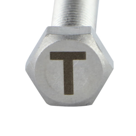 1 x Tornillo metales cabeza hexagonal 8X35 Inoxidable A4 con grabado de letras "T"