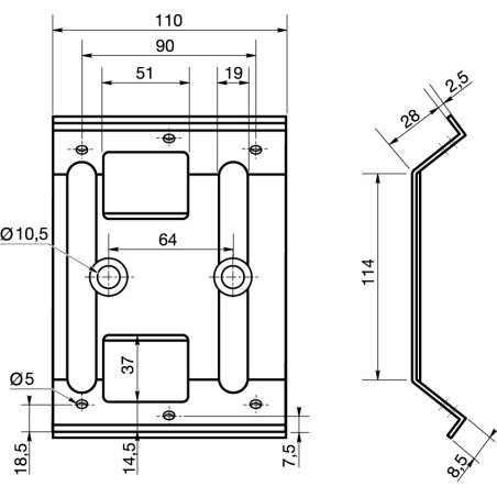 1 x Herraje para mesa 110X114 Acero cincado blanco