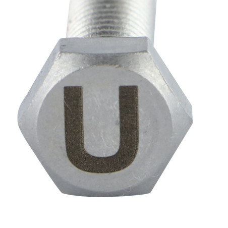 1 x Tornillo metales cabeza hexagonal 8X35 Inoxidable A4 con grabado de letras "U"