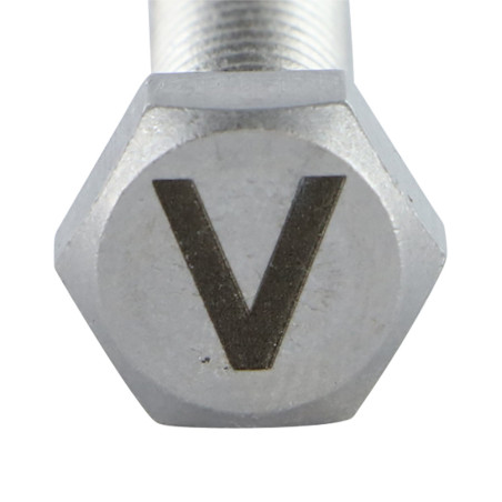 1 x Tornillo metales cabeza hexagonal 8X35 Inoxidable A4 con grabado de letras "V"
