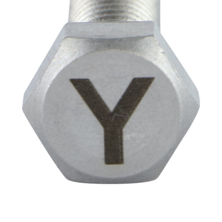 1 x Tornillo metales cabeza hexagonal 8X35 Inoxidable A4 con grabado de letras "Y"