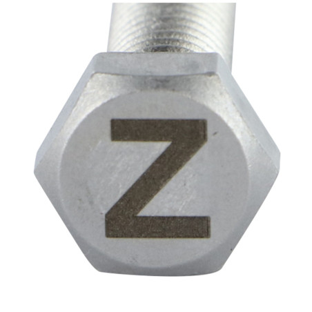 1 x Tornillo metales cabeza hexagonal 8X35 Inoxidable A4 con grabado de letras "Z"