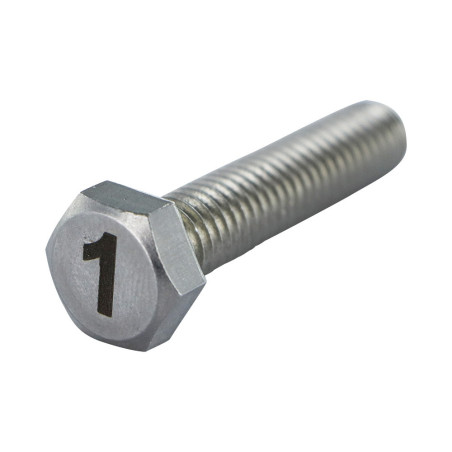 1 x Tornillo metales cabeza hexagonal 8X35 Inoxidable A4 Grabado CIFRA 1