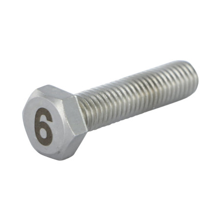 1 x Tornillo metales cabeza hexagonal 8X35 Inoxidable A4 Grabado CIFRA 6