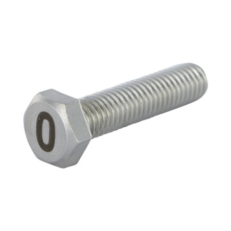 1 x Tornillo metales cabeza hexagonal 8X35 Inoxidable A4 Grabado CIFRA 0
