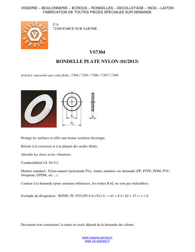 1 x Arandela plano natural nylon 4.2X10X2
