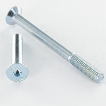 1 x Tornillo metales FHC cabeza fresada cavidad hexagonal hueca M8X80 roscado en 22 clase 10.9 llave de 5 Acero cincado