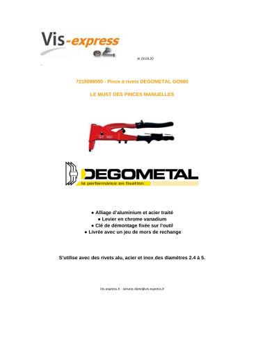 1 x DEGOMETAL GO Nietzange 980