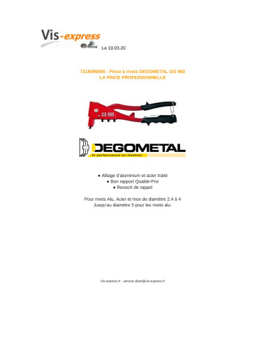 1 x DEGOMETAL GO Nietzange 960