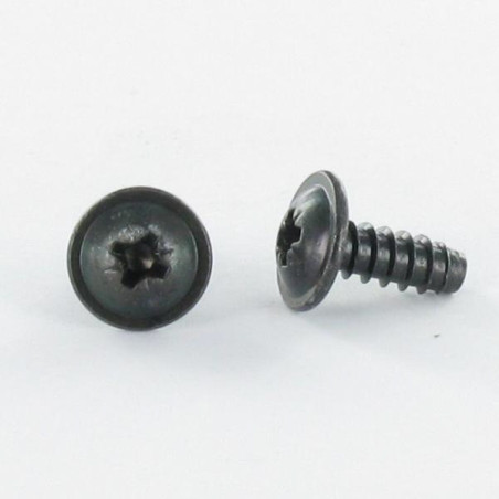 1 x Tornillo chapa poelier cabeza redonda ancha Pozi 4.8X9.5 Acero cincado negro sin punta