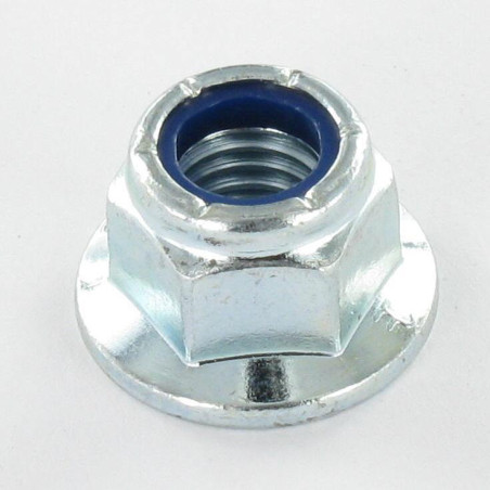 1 x Tuerca autoblocante resalto liso M10 Acero cincado blanco