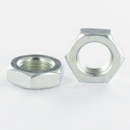 1 x Tuerca hexagonal baja hm/contratuerca M18 paso fino paso de 150 Acero cincado blanco