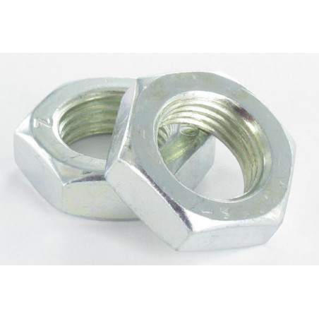 1 x Tuerca hexagonal baja hm/contratuerca M16 paso fino paso de 150 Acero cincado blanco