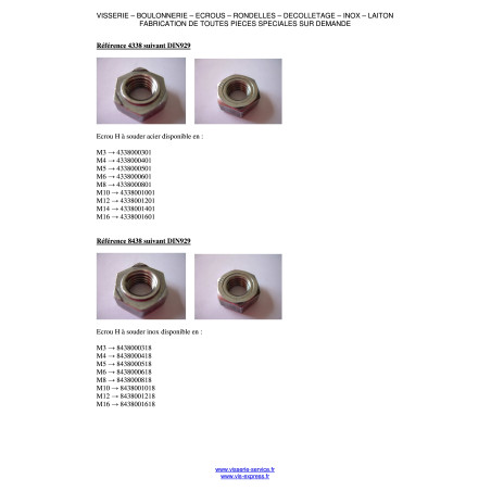 1 x Tuerca hexagonal para soldar M16 Acero bruto