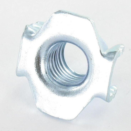 1 x Tuerca con GARRAS dentado M10 alto 12 Acero cincado blanco