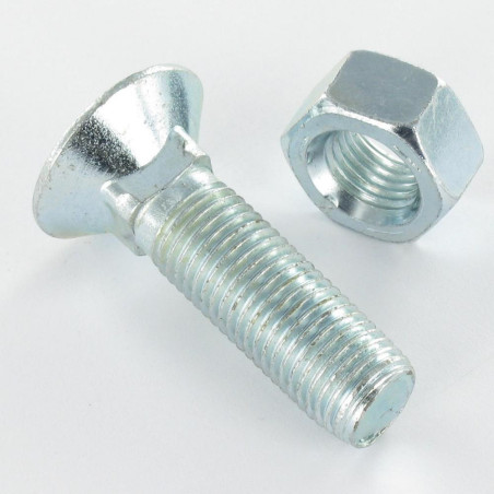 1 x Perno avellanado Cabeza fresada cuello cuadrado M12X50 Clase 8.8 Acero cincado blanco