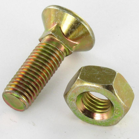 1 x Perno avellanado Cabeza fresada cuello cuadrado M10X25 Clase 8.8 Bicromato