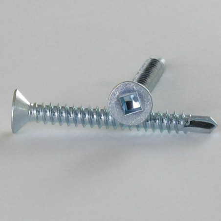 1 x Tornillo autoperforante cabeza fresada/testa svasat cuadrado 3.9X25 Huella cuadrada 1 Acero cincado blanco