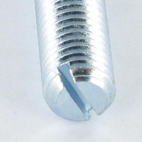 1 x Tornillo metales sin cabeza ranura M6X120 punta plana Acero cincado blanco