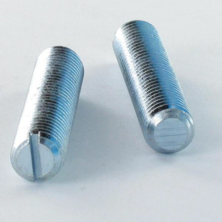 1 x Tornillo metales sin cabeza ranura M6X40 punta plana Acero cincado blanco