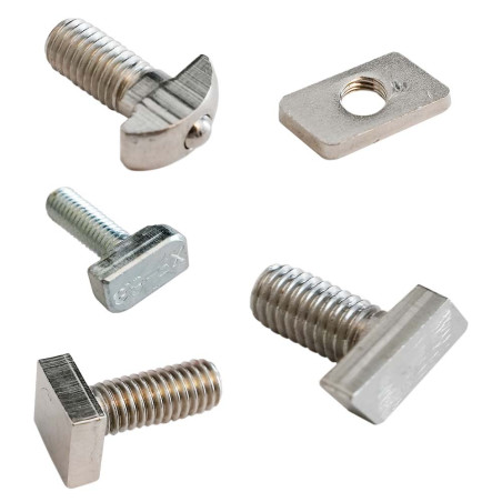 Tornillos y tuercas rectangulares para carril