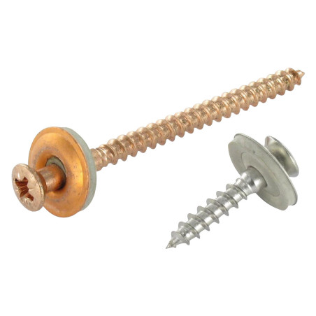 Tornillo de cresta cabeza fresada abombada Pozi Inoxidable A2 Arandela de estanqueidad con junta de neopreno